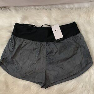 NIKE TRAIL Repel Mid-Rise Brief-Lined Running Shorts in Black Sz LARGE